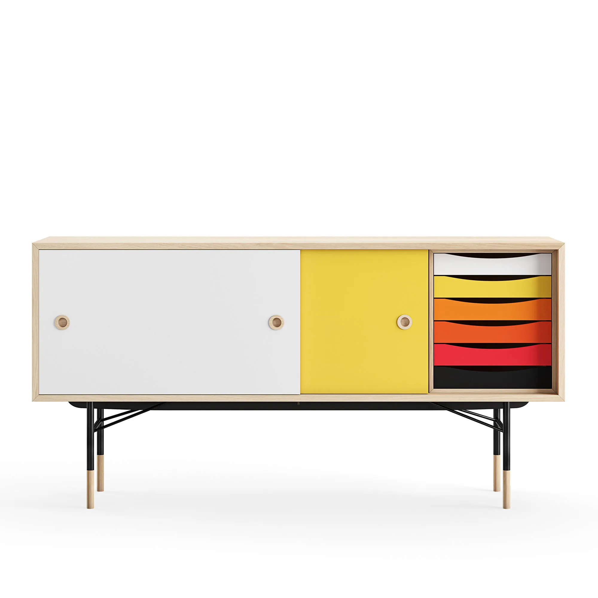 Sideboard Warm med lådor Oak White/Yellow - 1