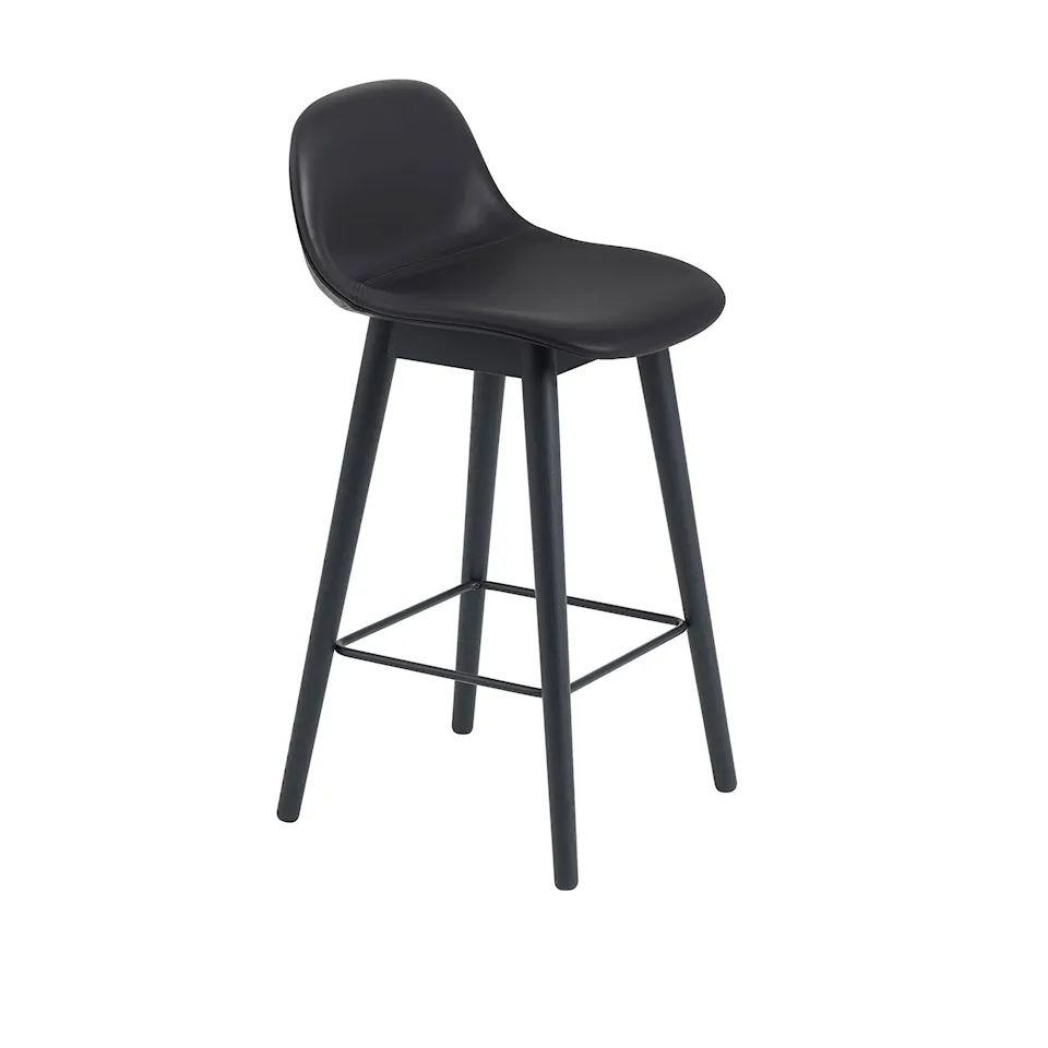 Fiber Bar Stool with Backrest - Wood Base