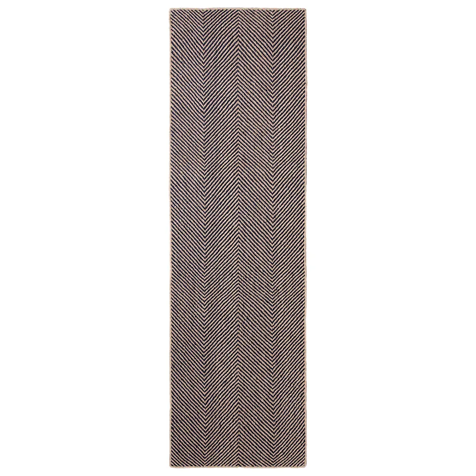 Jute Herringbone Natural/Black juteteppe