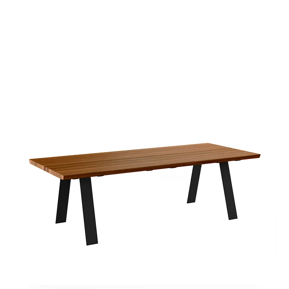 GM 3200 Plank Table, 180 x 100 cm, Tabletop in Oiled Walnut, 1 additional tabletop in matching wood, Base in black powder coated steel