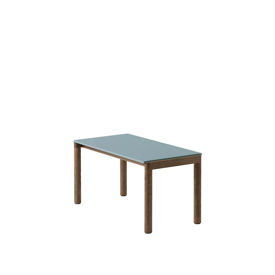 Couple Coffee Table / 40 x 84 x 40 cm - 1 Wavy - Light Blue/Dark Oiled Oak