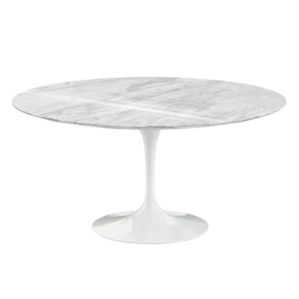 Saarinen Round Table - Dining table, Ø 152 cm, White base, matt Statuarietto marble top