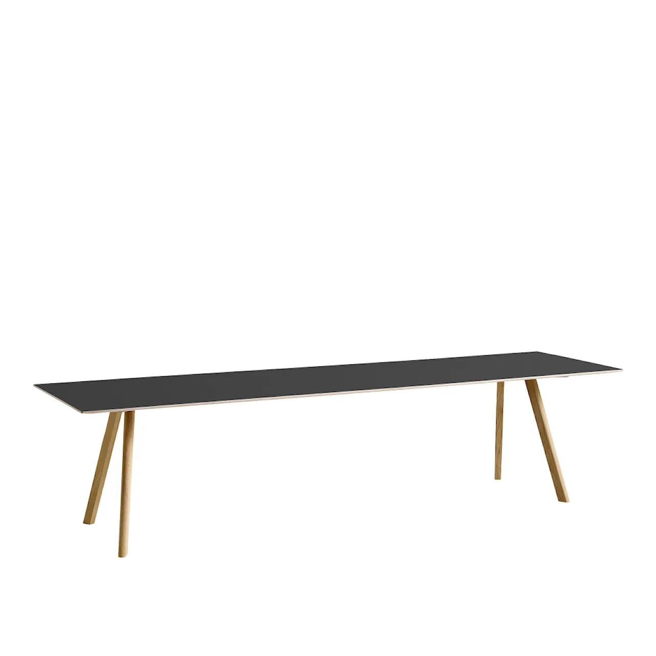 CPH30 2.0 Table Black Lacquered Oak Frame L300 X W90 X H74  Black Linoleum Tabletop Black Lacquered Edge