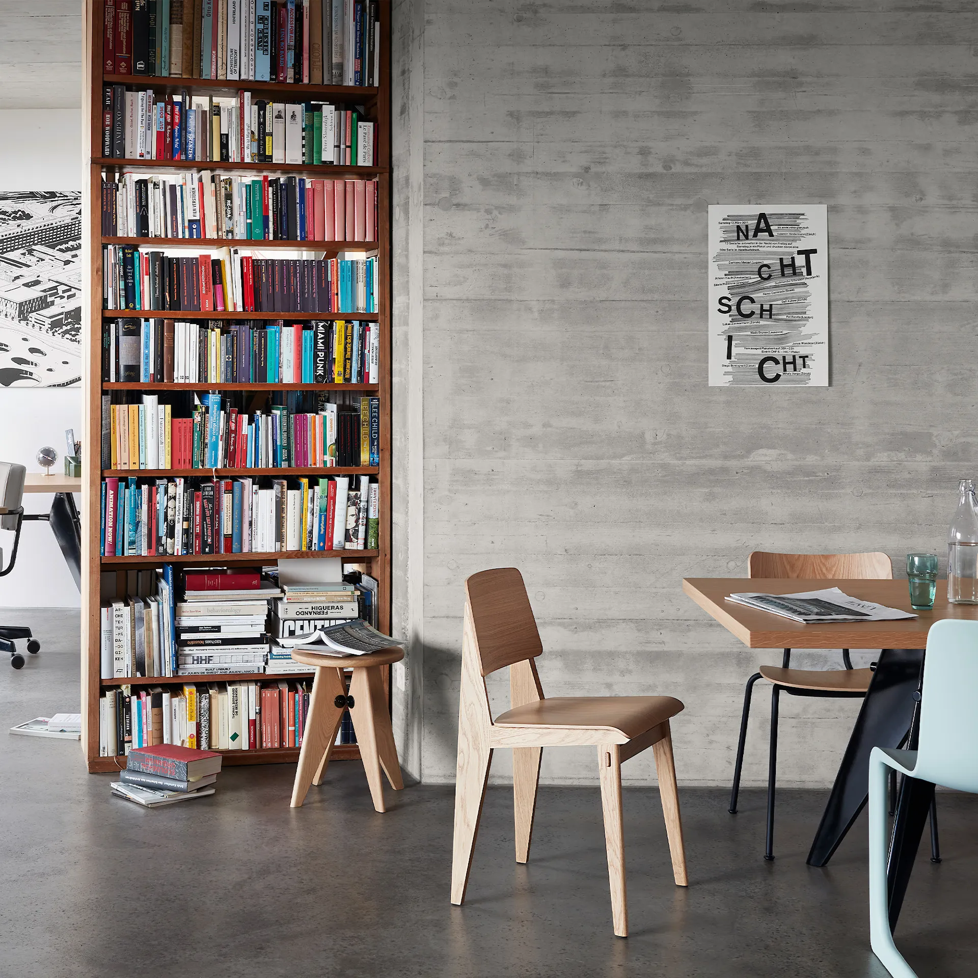 Tabouret Bois - Vitra - Jean Prouvé - NO GA