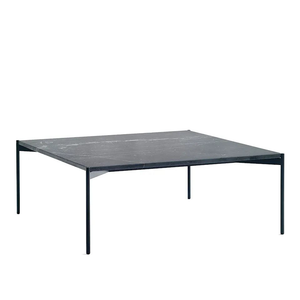 Plateau Table 90x90, Black Marquina Marble Top Black Standard Legs