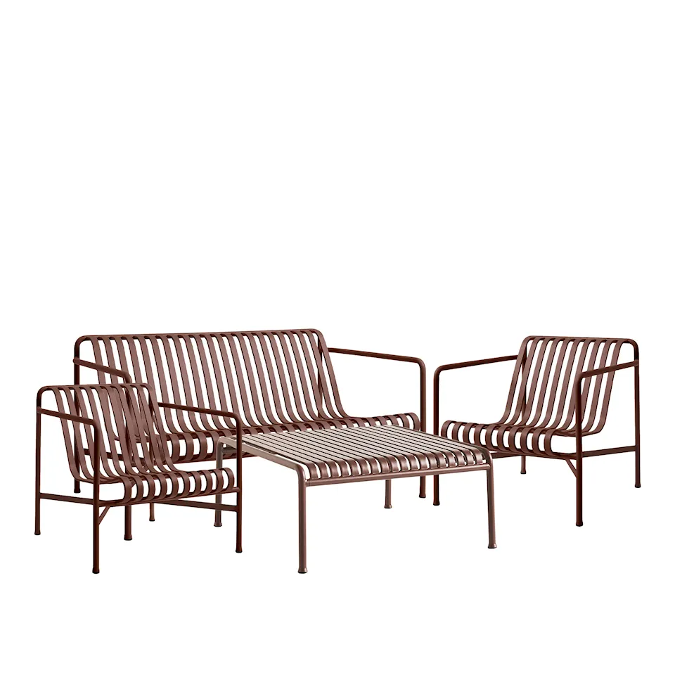 Palissade loungesofa, 2 lenestoler og hagebord