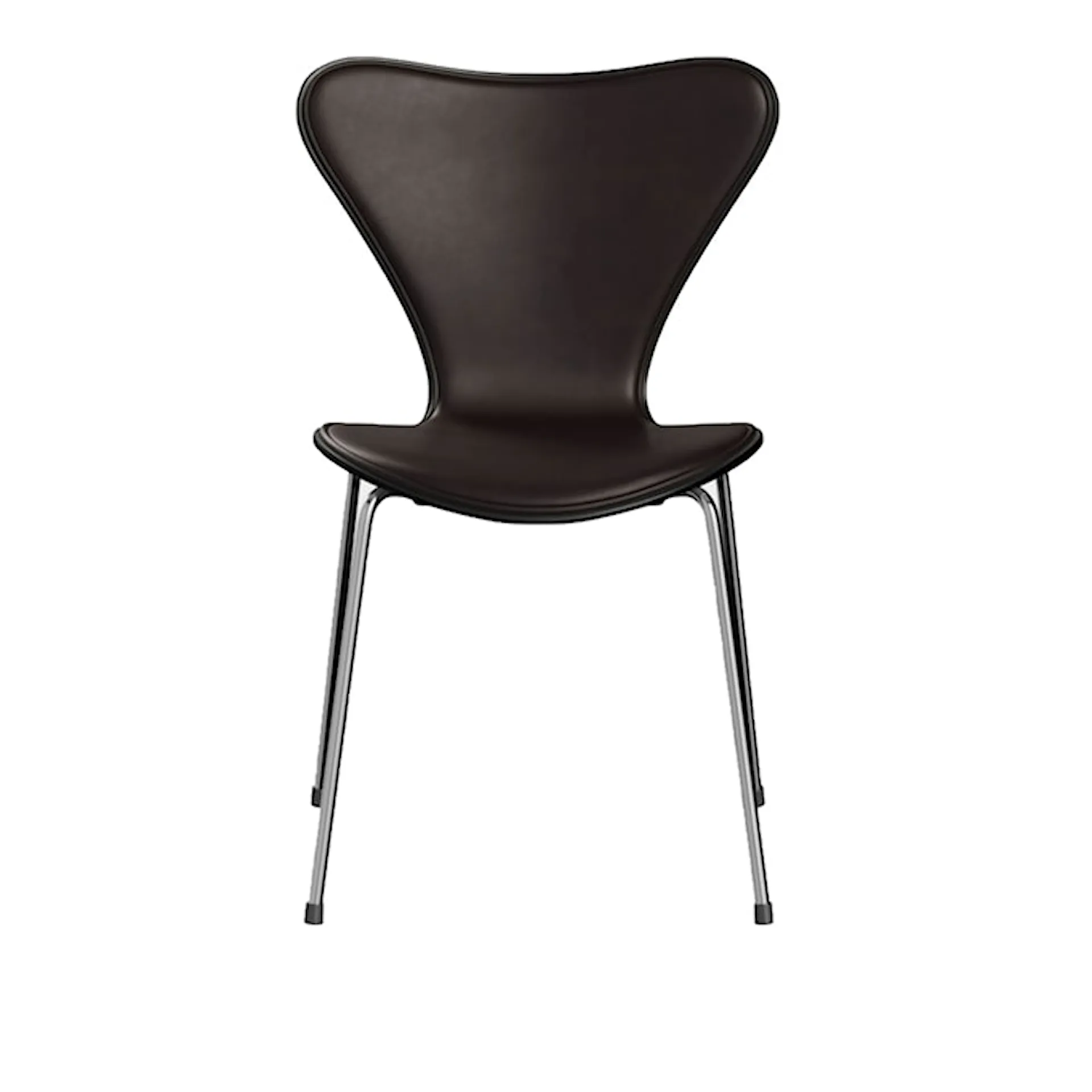 Series 7 stol 3107 forsiden trukket lær stålram krom - Fritz Hansen - Arne Jacobsen - NO GA