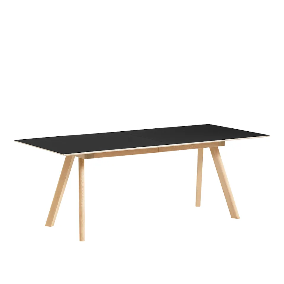 CPH30 2.0 Extendable Table Lacquered Oak Frame L200 X W90 X H74  Black Linoleum Tabletop Lacquered Edge