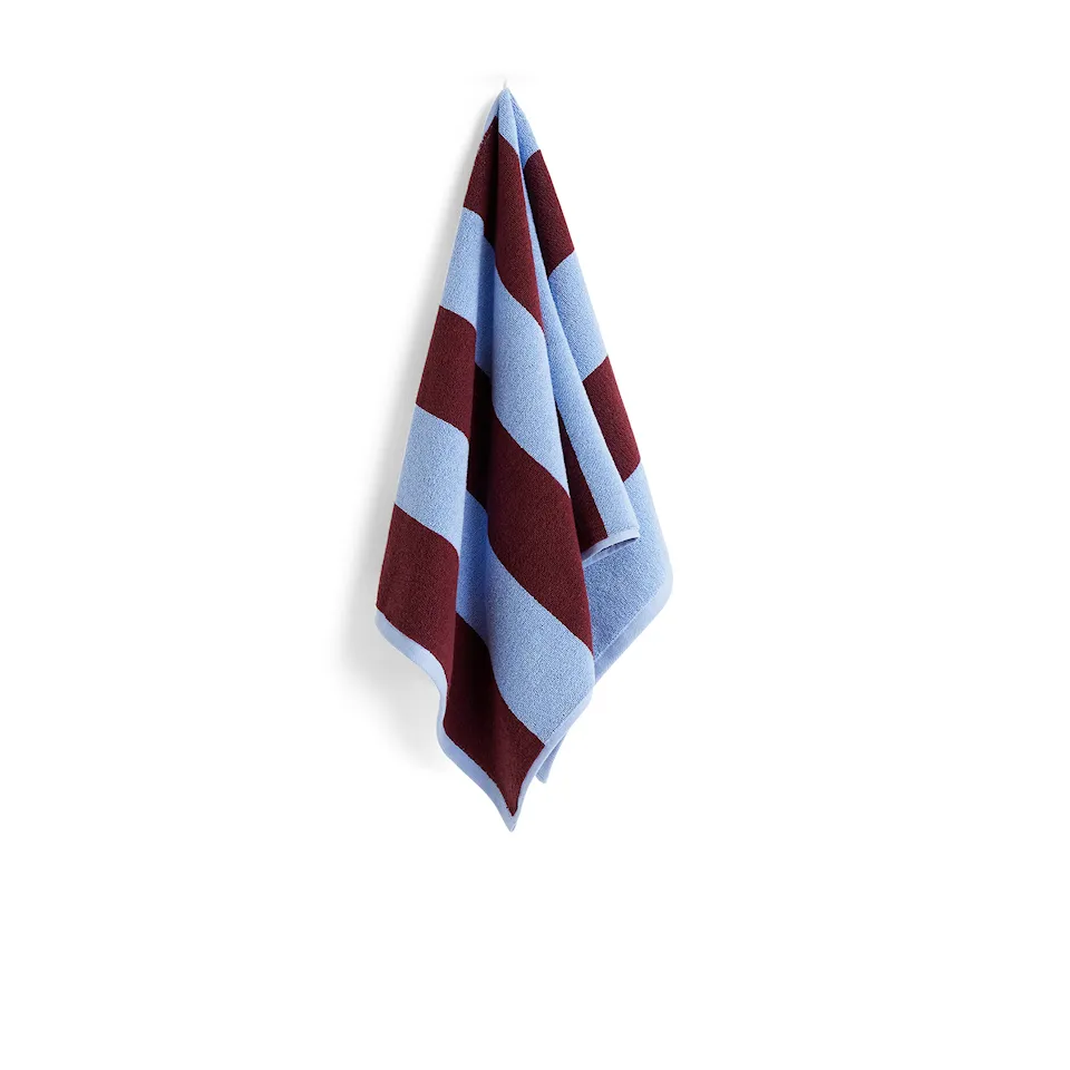 Frotté Stripe Hand Towel / Bordeaux and sky blue