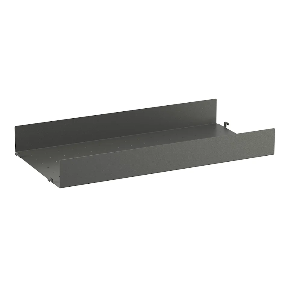 metallhylleplate 58x30cm hög kant mørkegrå