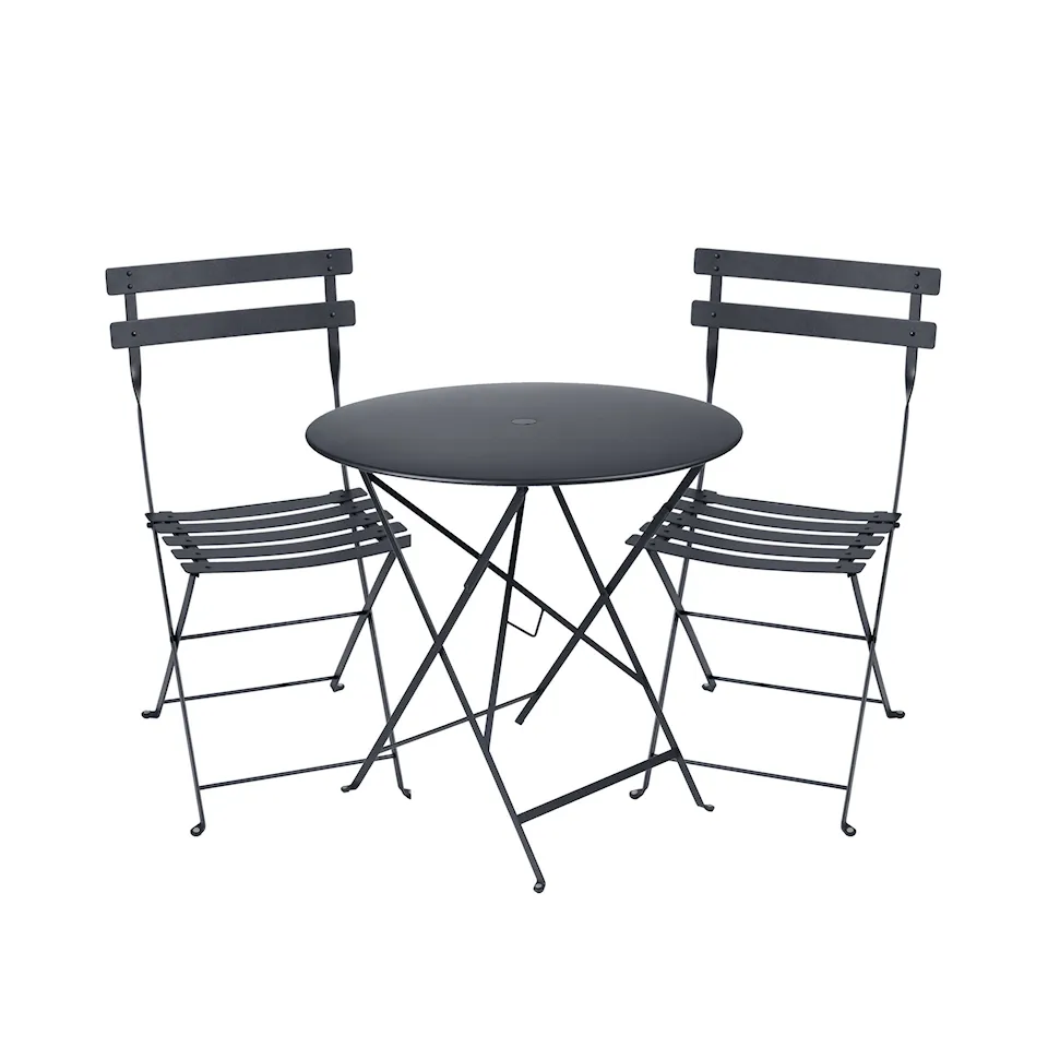 Bistro spisegruppe bord 77cm & 2 metall stoler