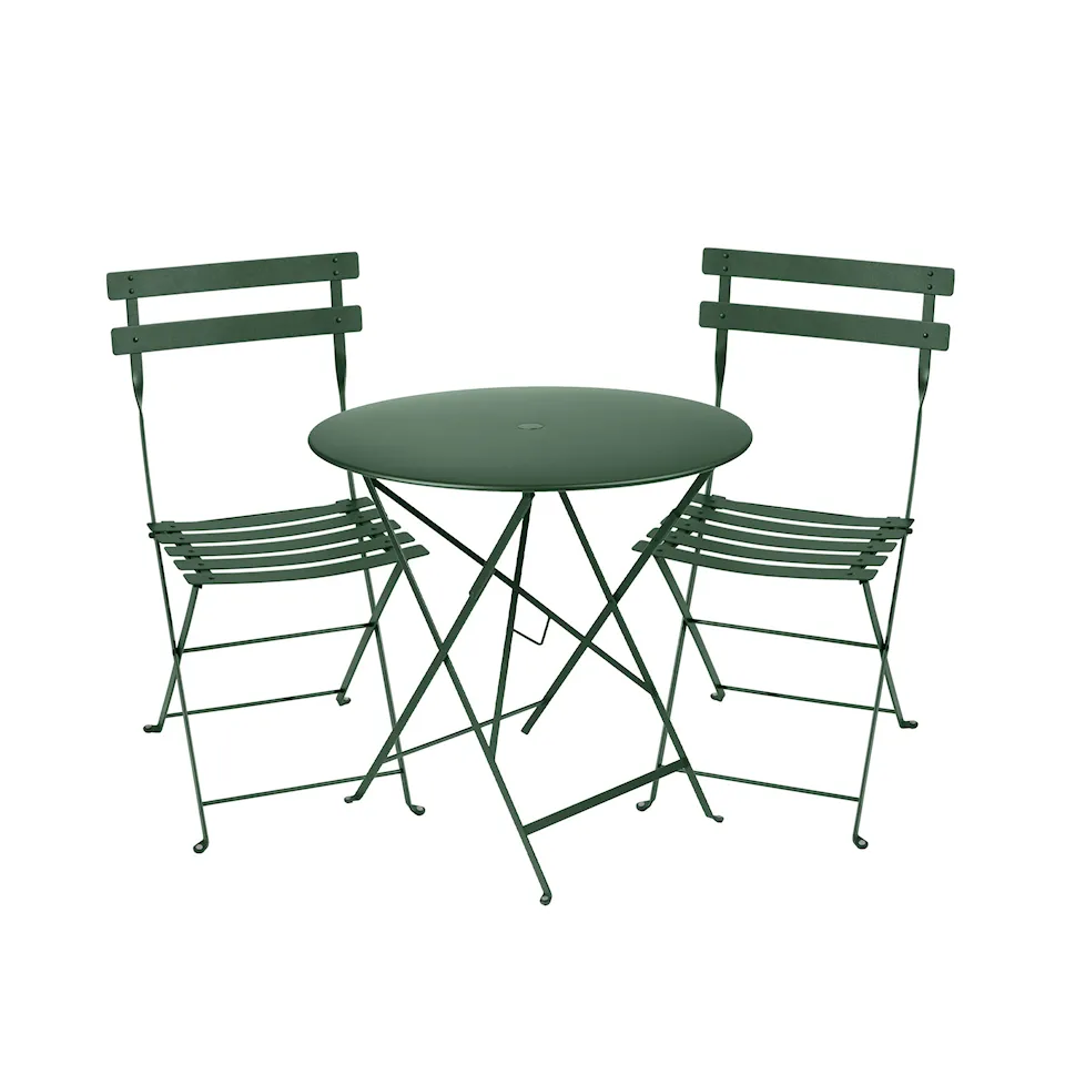 Bistro spisegruppe bord 77cm & 2 metall stoler