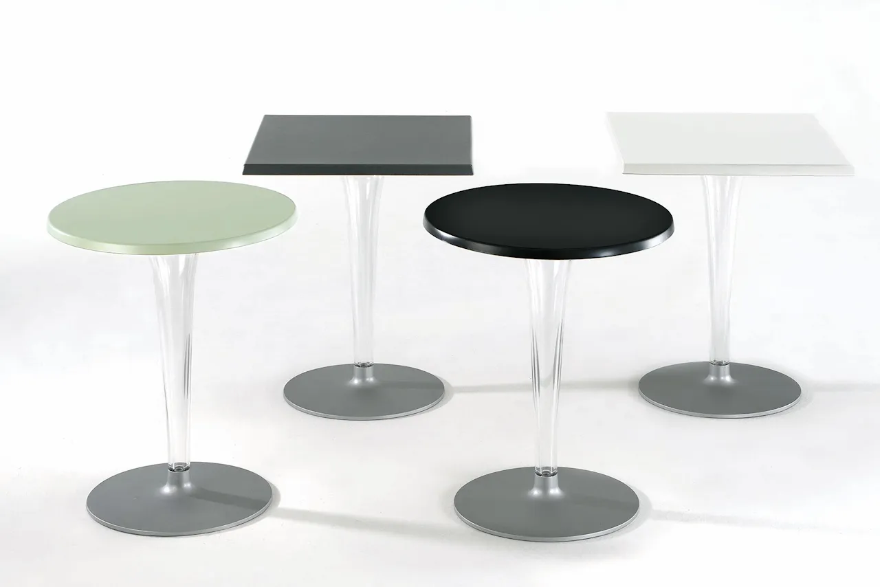 Top Top Table 4202 Ø70, Aluminium Melamine Top, Rounded Base