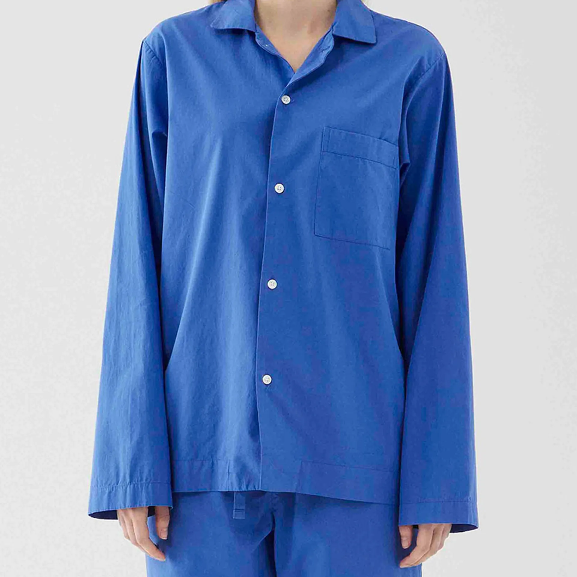 Poplin Sleepwear Shirt Royal Blue - TEKLA - NO GA