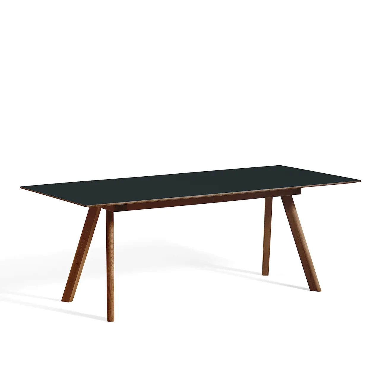 CPH30 2.0 Extendable Table Lacquered Walnut Frame L200 X W90 X H74  Lacquered Walnut Tabletop Dark Lacquered Edge