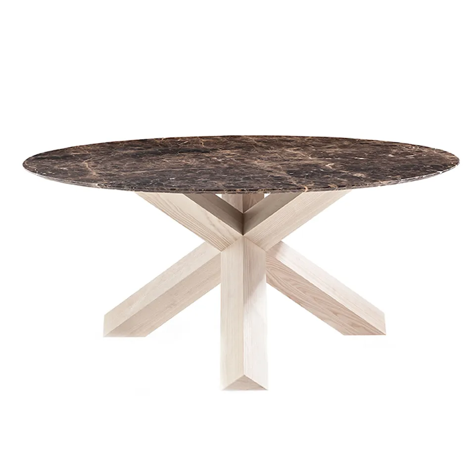 452 La Rotonda Table, Natural Ashwood , Emperador Marble Mat