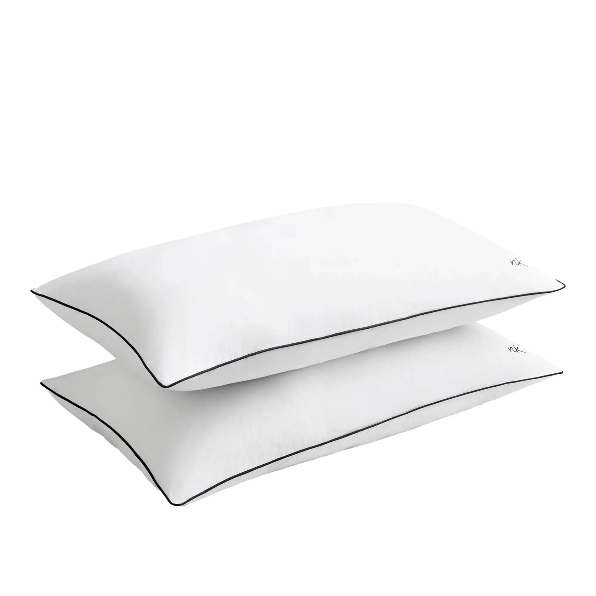 Percale Crisp White/Black putetrekk 2-pakning - 1