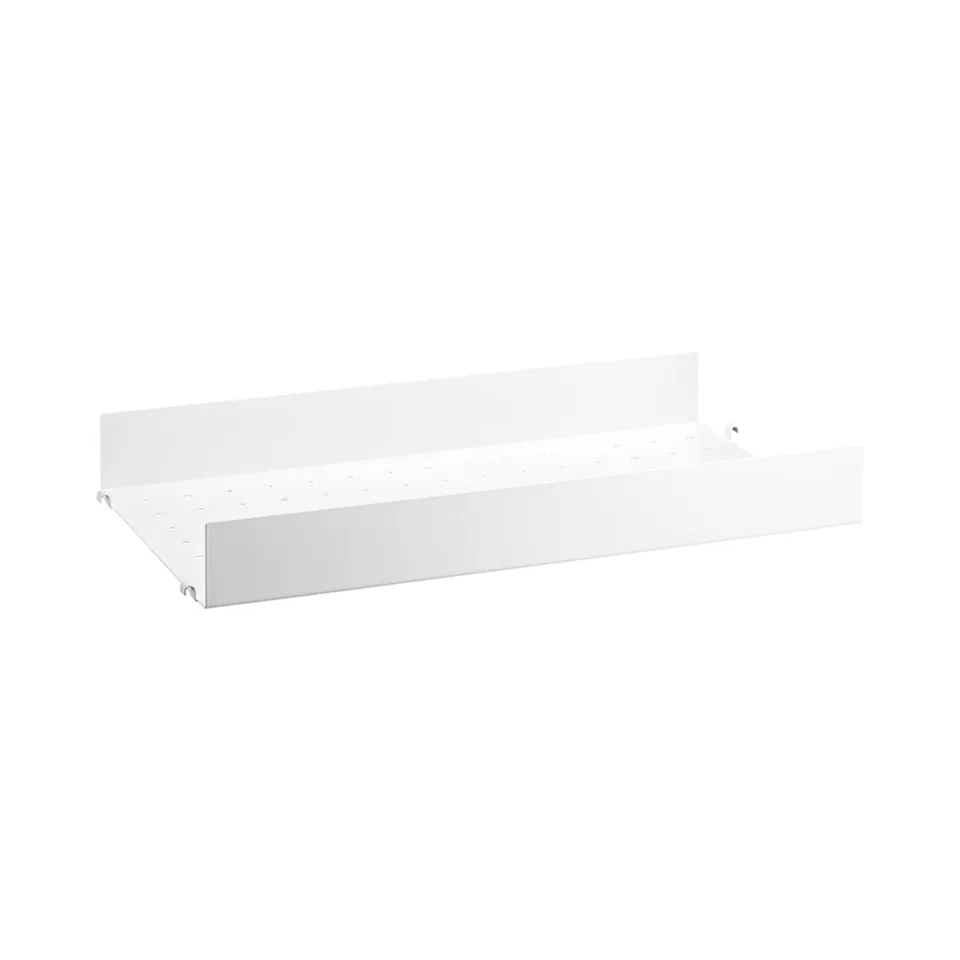 metallhylleplate 58x30cm hög kant hvit