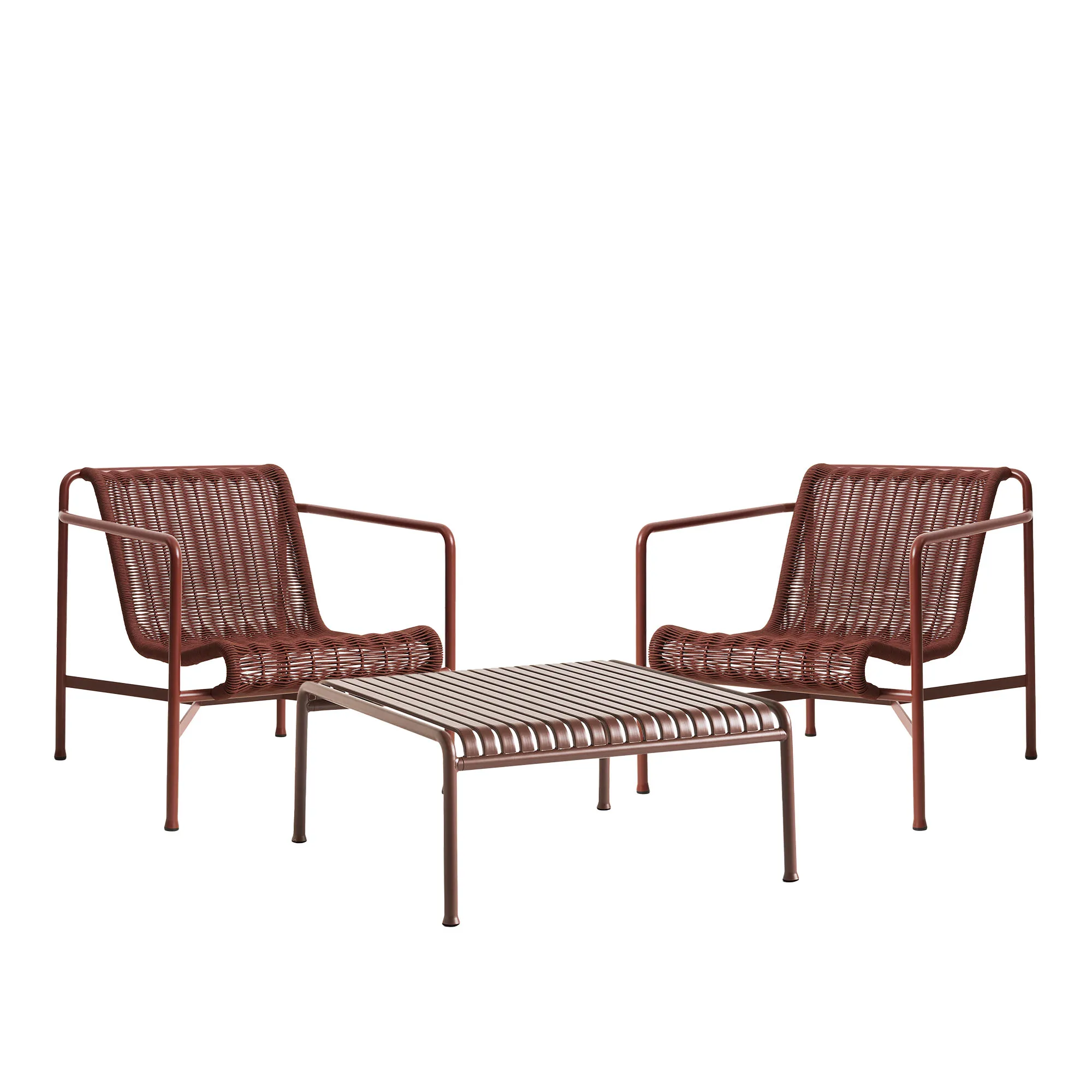 Palissade cord loungegruppe med 2 stoler & lavt tredgårdsbord - 1