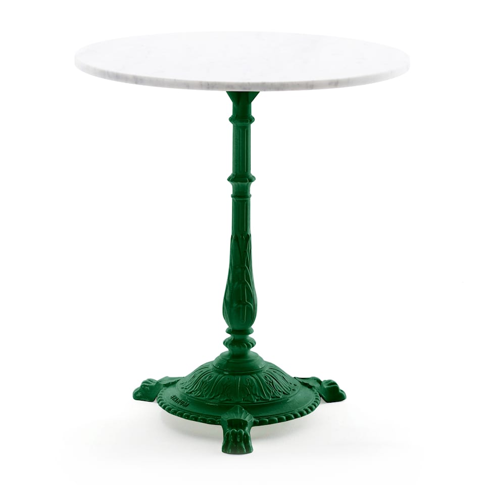 Classic Café Table Carrara Marble/Green Lacquered Aluminium