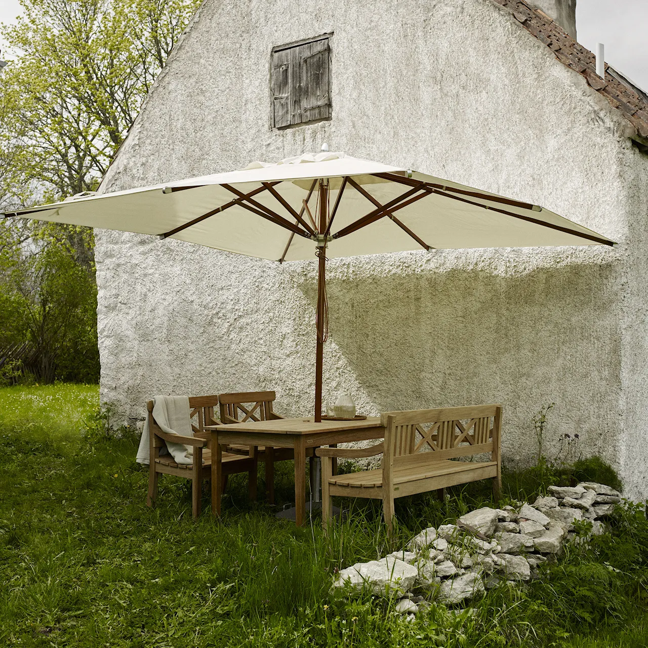 Atlantis Hvit parasoll 330 x 330 cm
