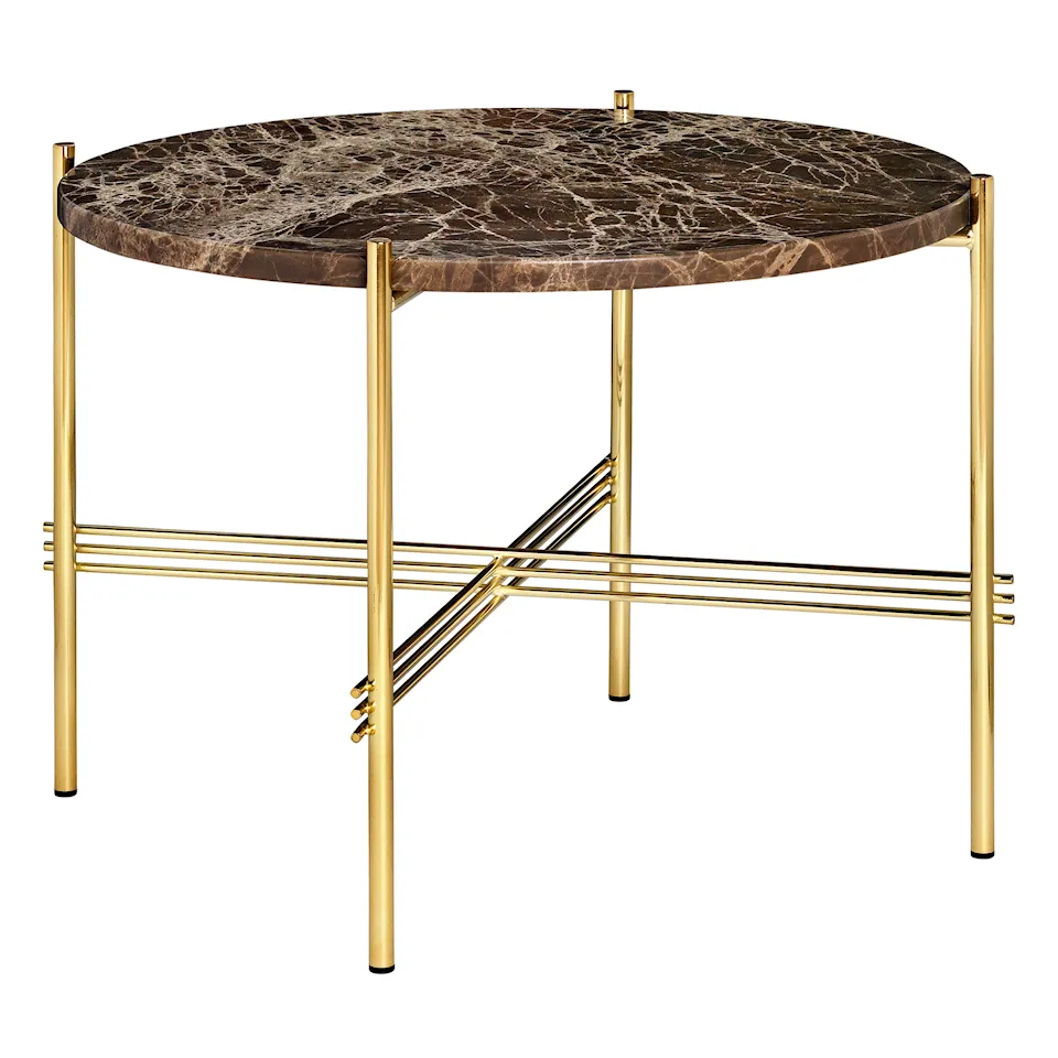 TS Soffbord Ø 55 H. 41, Top: Marrone Emperador Marble, Base: Brass