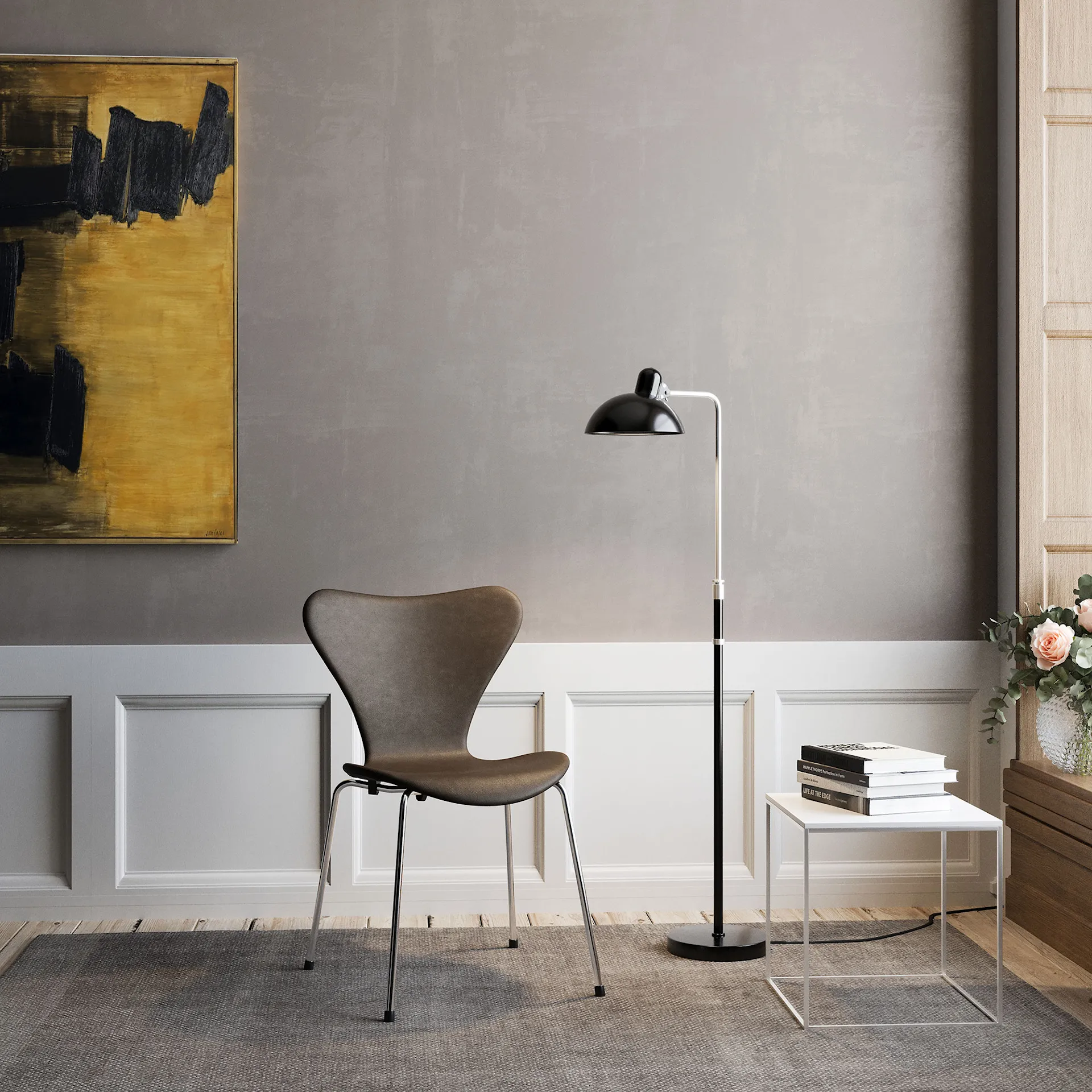 Series 7 stol 3107 heltrukket lær stålram krom - Fritz Hansen - Arne Jacobsen - NO GA