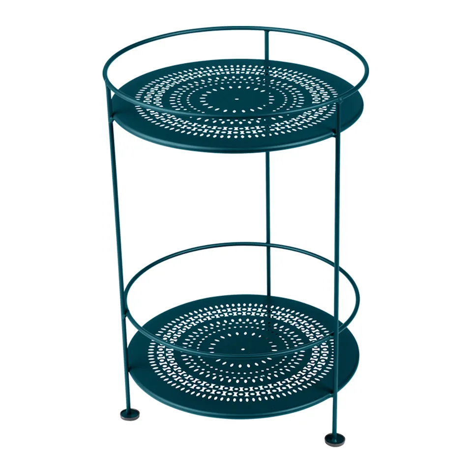 Guinguette Side Table With Perforated Double Top Acapulco Blue 21