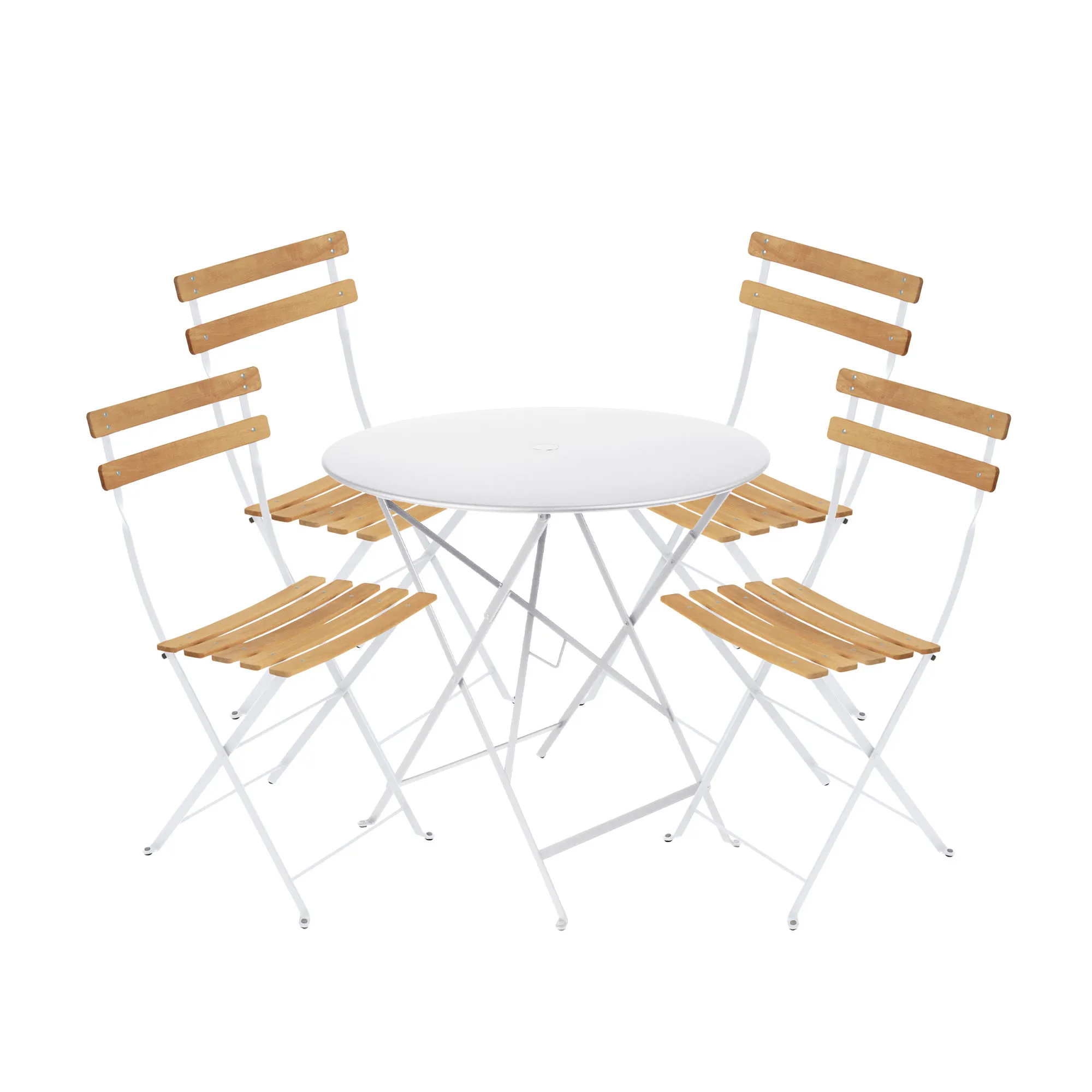 Bistro spisegruppe bord 77cm & 4 tre stoler - 1