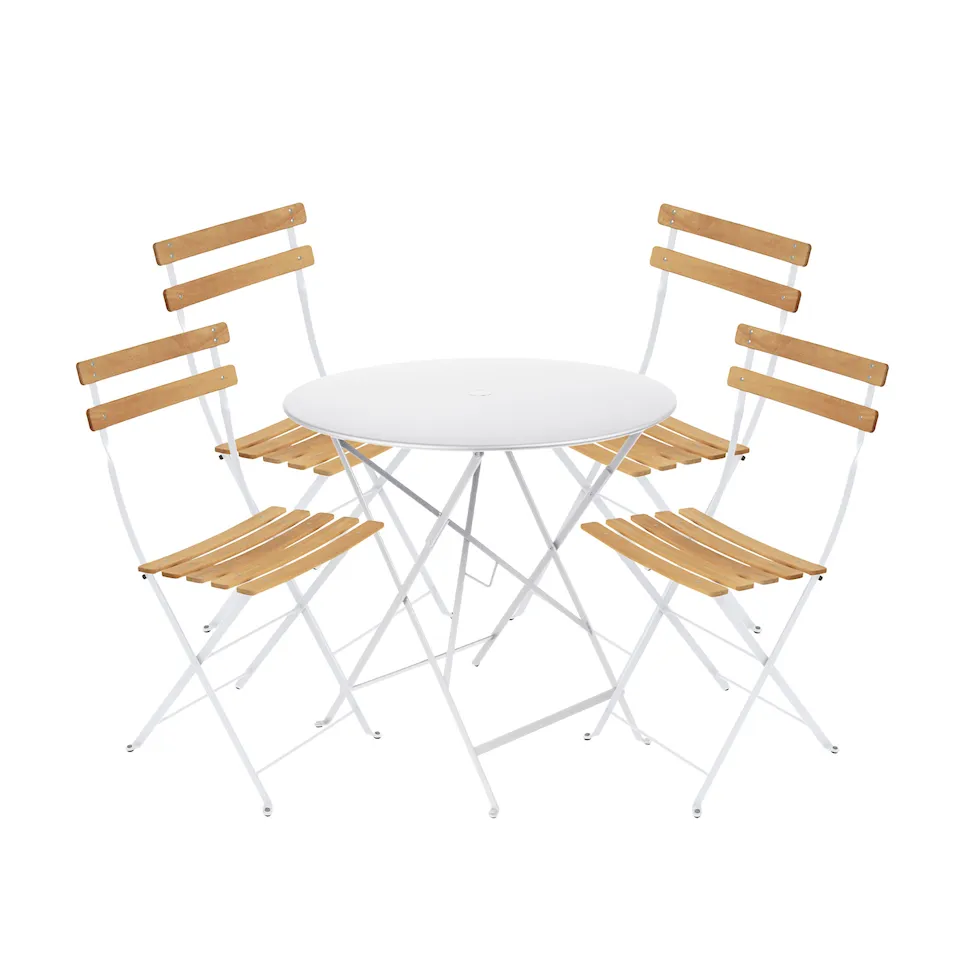 Bistro spisegruppe bord 77cm & 4 tre stoler