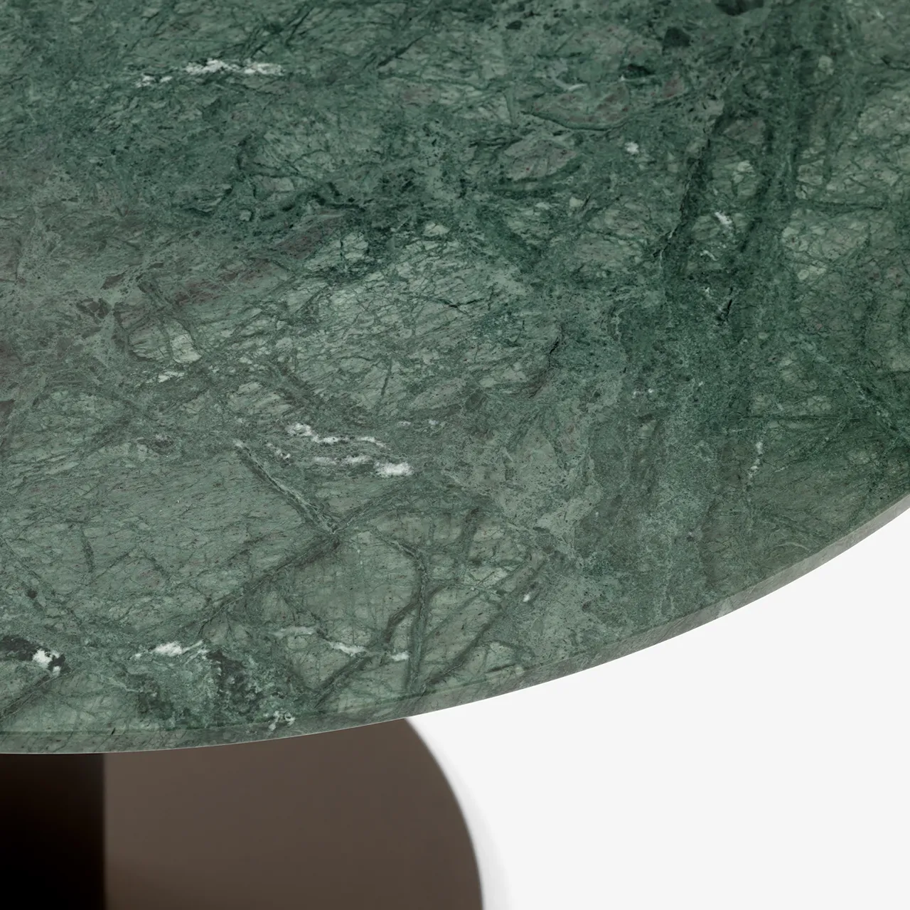 In Between Dining Table SK11 Ø90 H73 cm Bronzed center base Marble Verde Guatemala