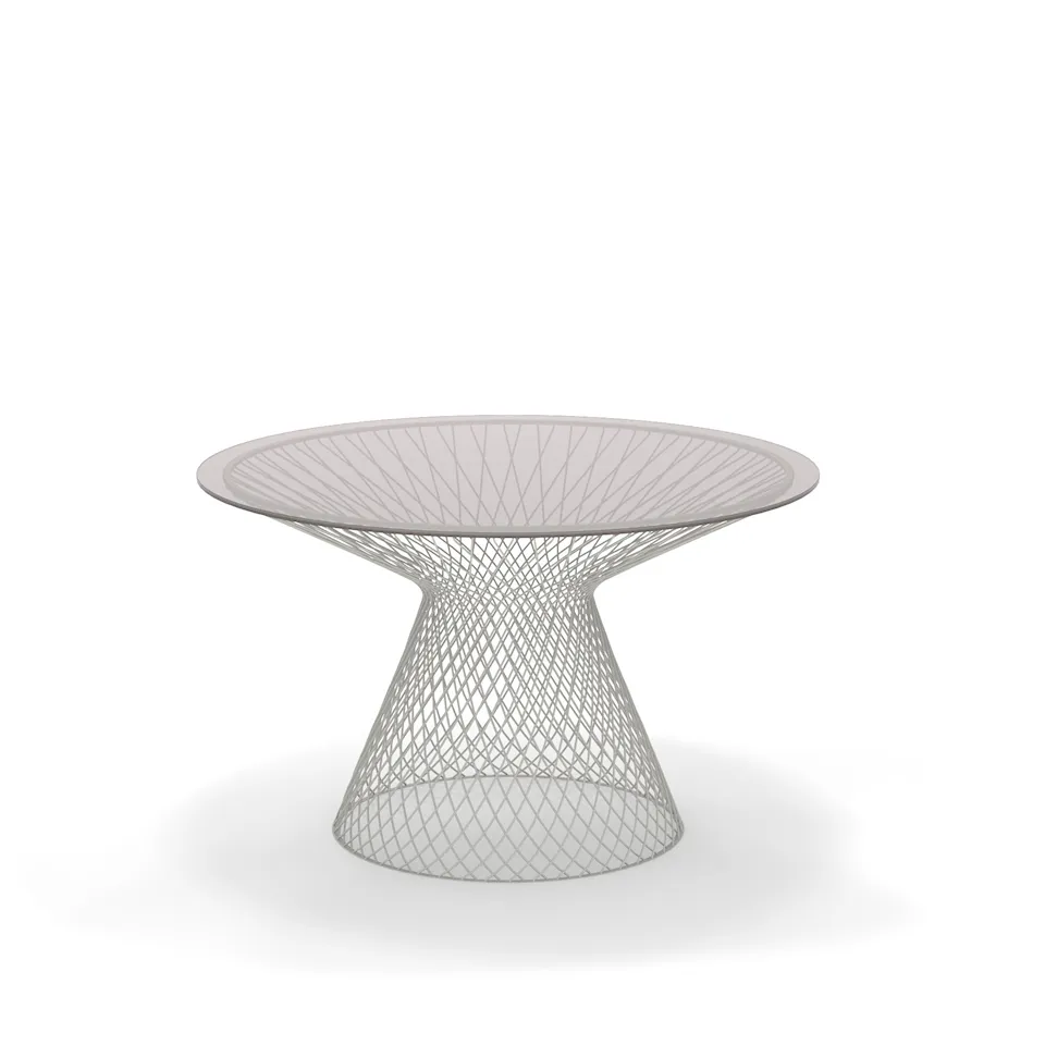 Heaven High Round Table Ø120, Frame: Matt White, Top: Transparent Glass