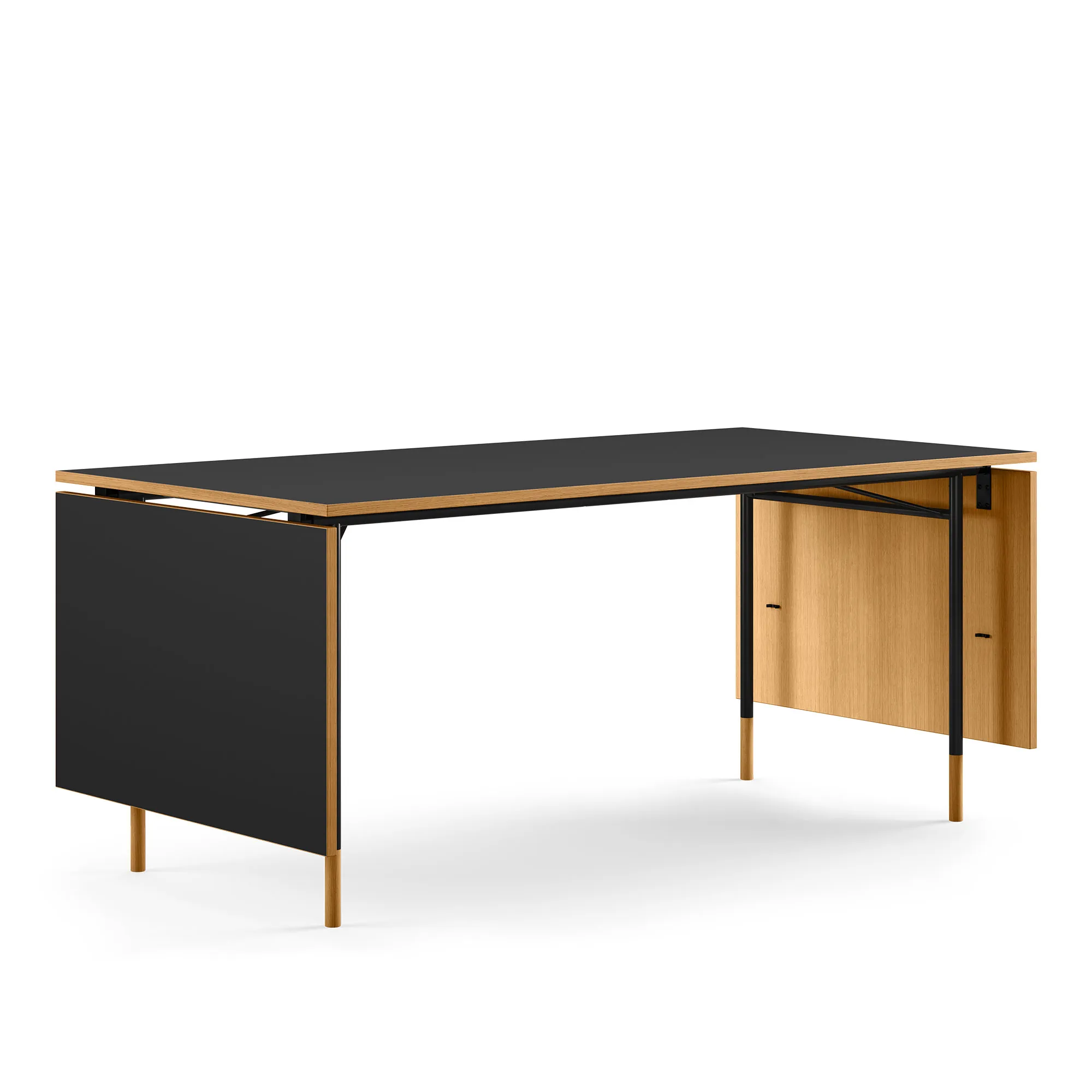 Nyhavn spisebord med klaffar Dark oiled oak/black linoleum - 1