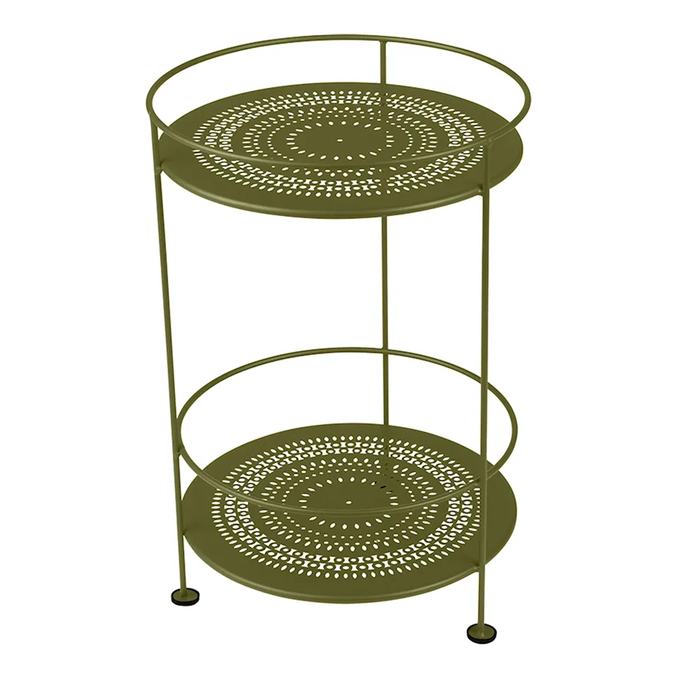 Guinguette Side Table With Perforated Double Top, Pesto