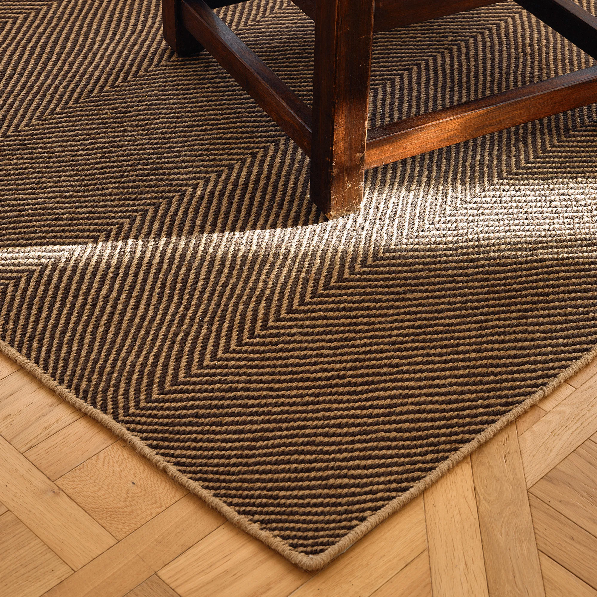 Jute Herringbone Natural/Brown løper