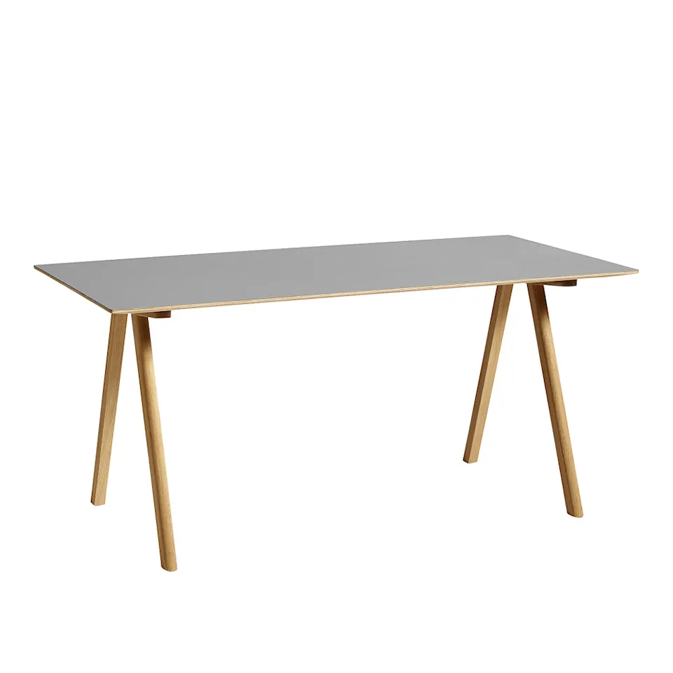 CPH10 2.0 Desk Lacquered Oak Frame L160 X W80 X H74 Grey Linoleum Top Lacquered Edge