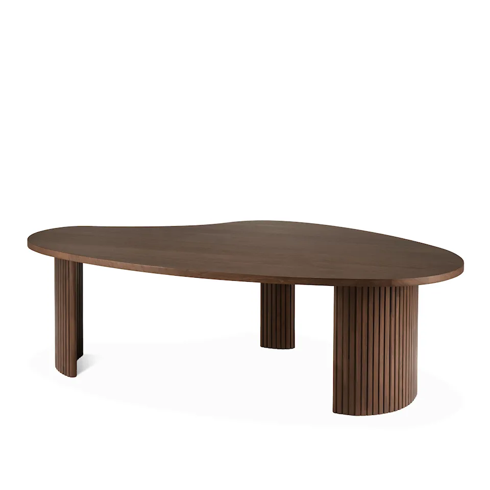 Boomerang Coffee Table - Varnished Teak - Brown - Pebble Shape 126 x 74 x 40