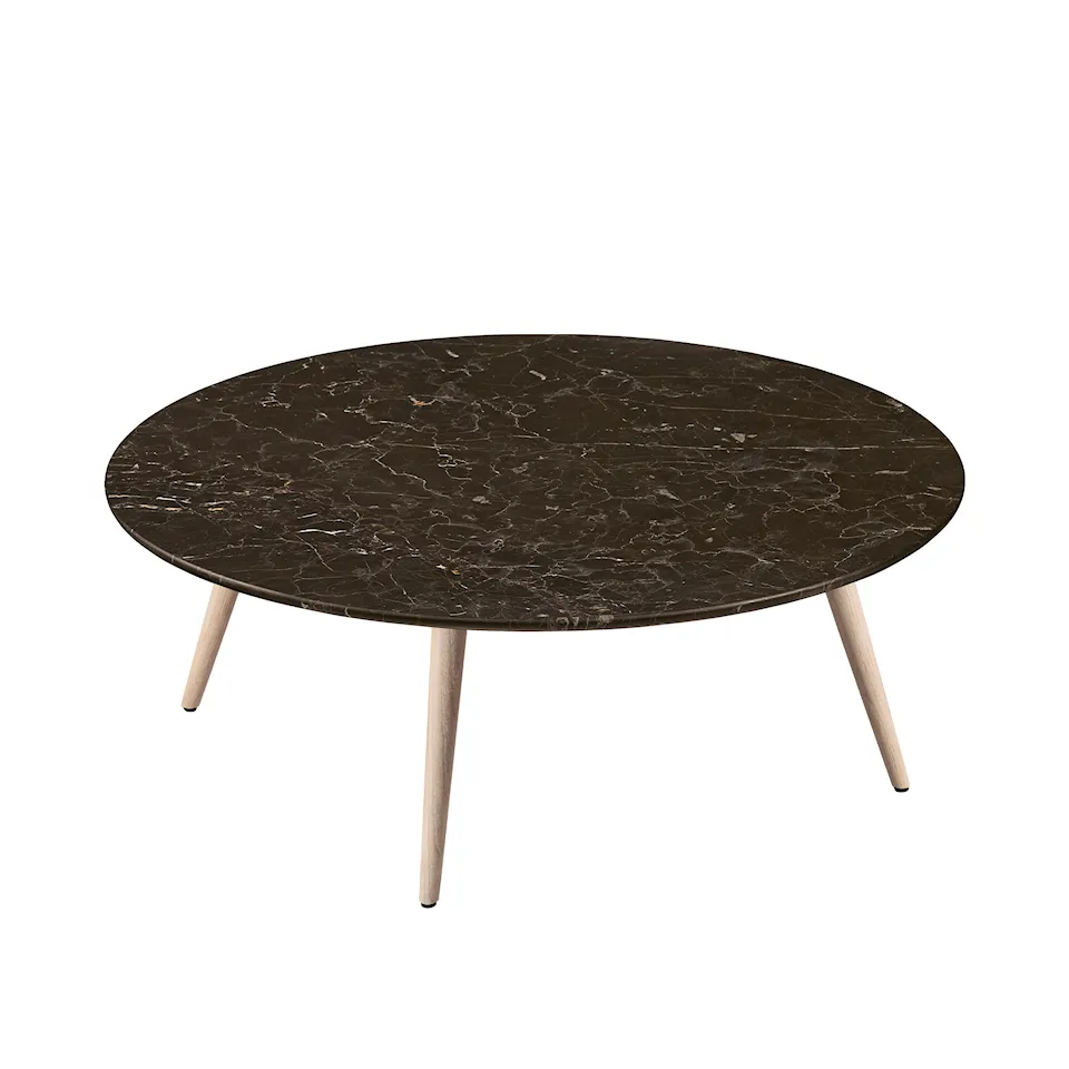 375 Side Table T2, Noir Saint Laurent, Oak White Pigmented, H: 33, Ø: 97