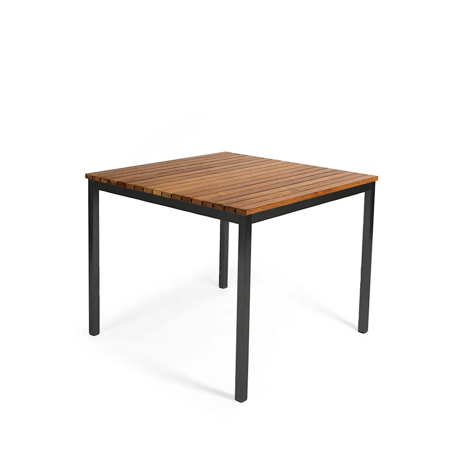 Häringe Table Small, Black Stainless Steel, Teak Slats