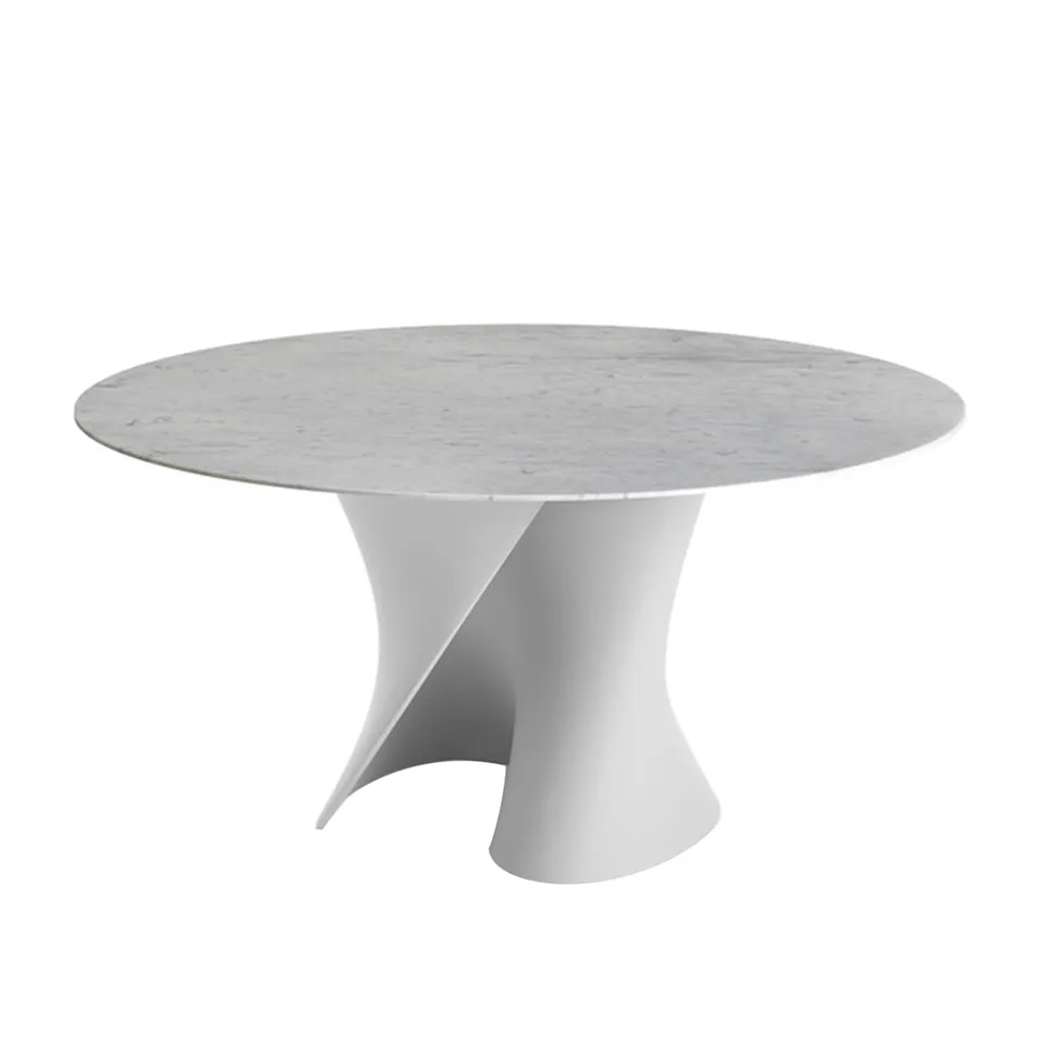 S Table Marble Top Ø175, Carrara Matt White, Cristalplant Matt White frame