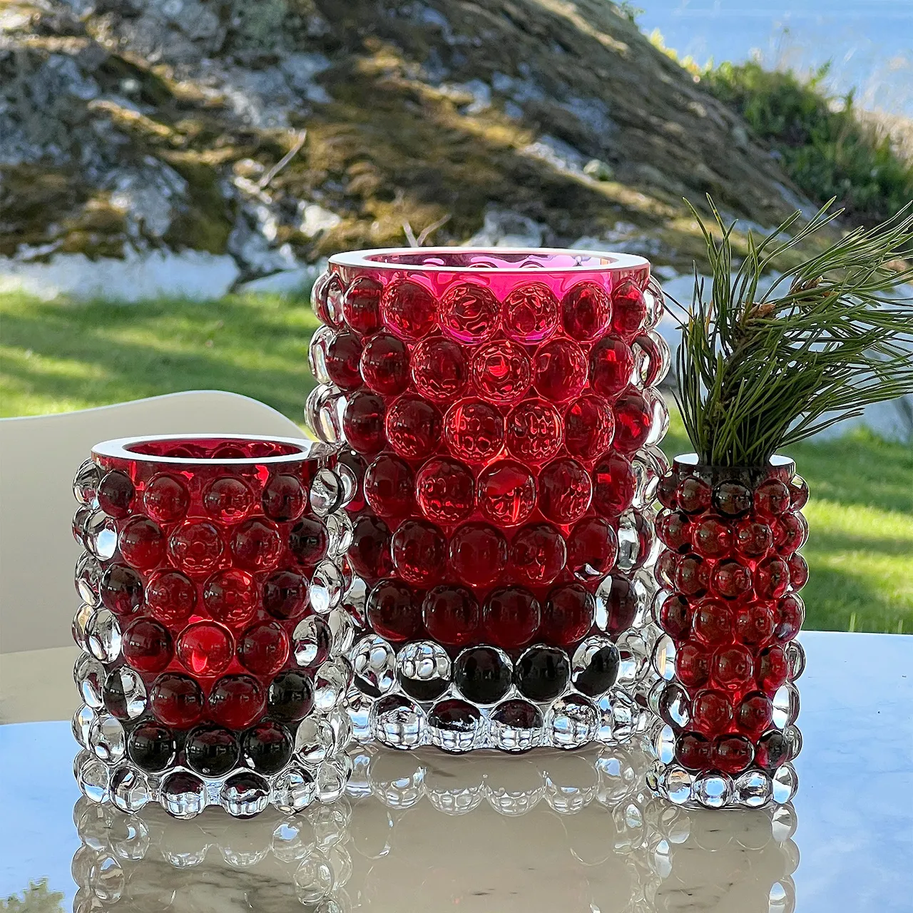 Orkan boule lyslykt rød