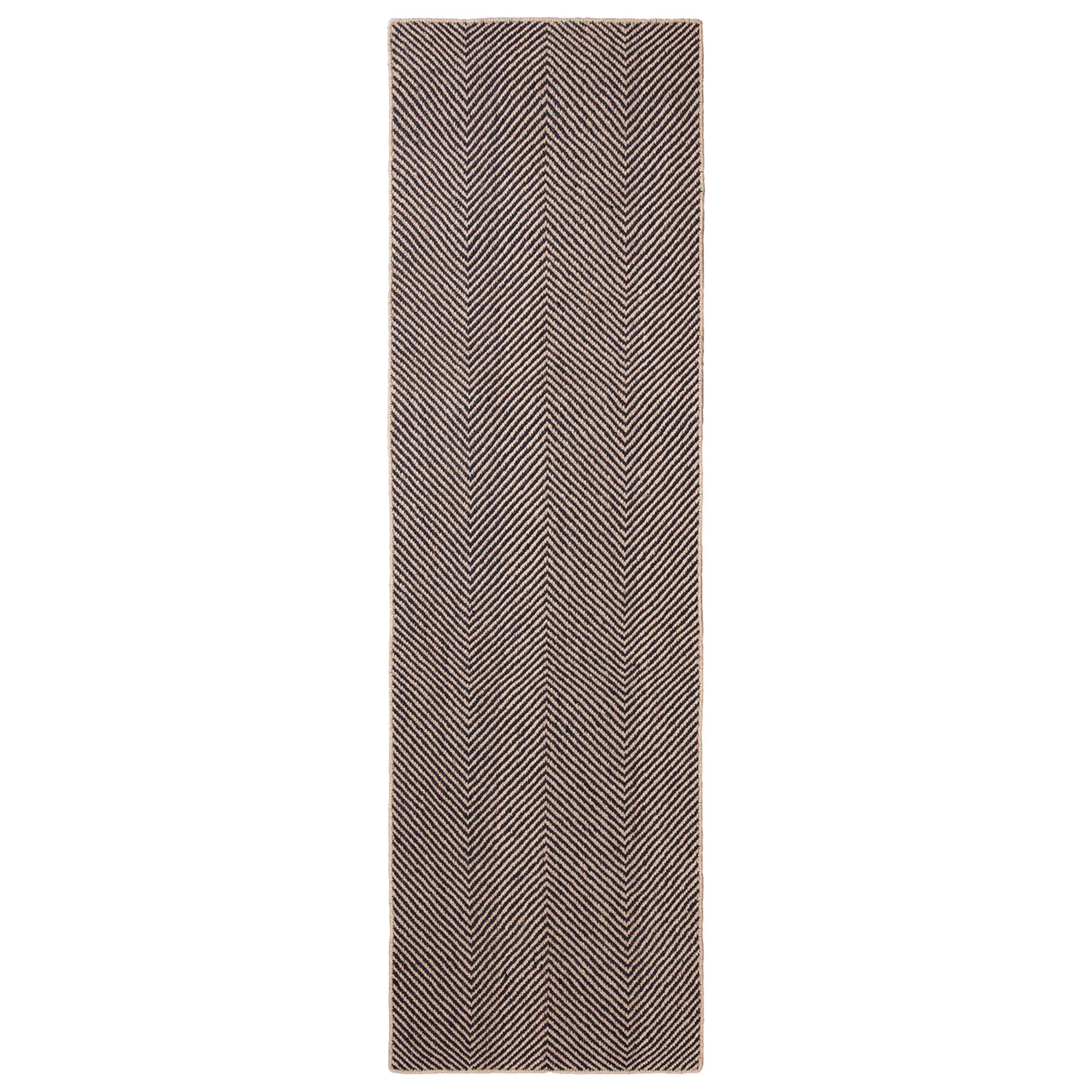 Jute Herringbone Natural/Black juteteppe - 1