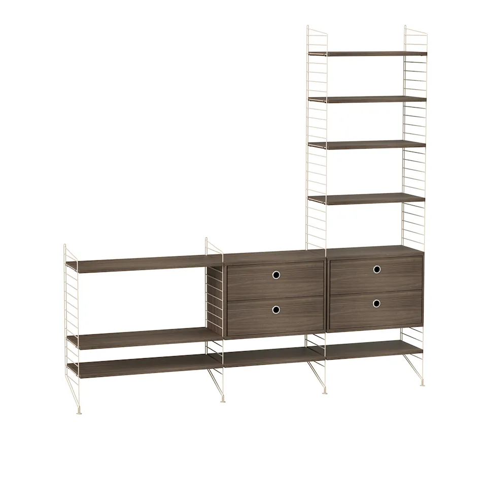 Stue hyllststem J valnøtt/beige