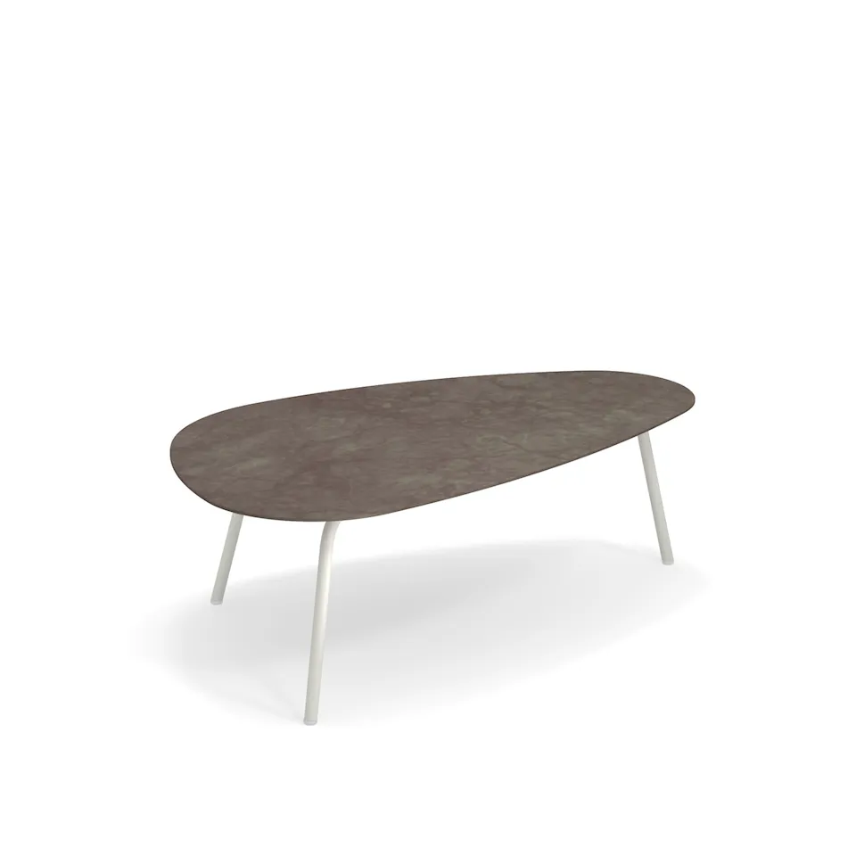 Terramare Large Coffee Table, Frame: Matt White, Top: Porcelain Stoneware, Emperador