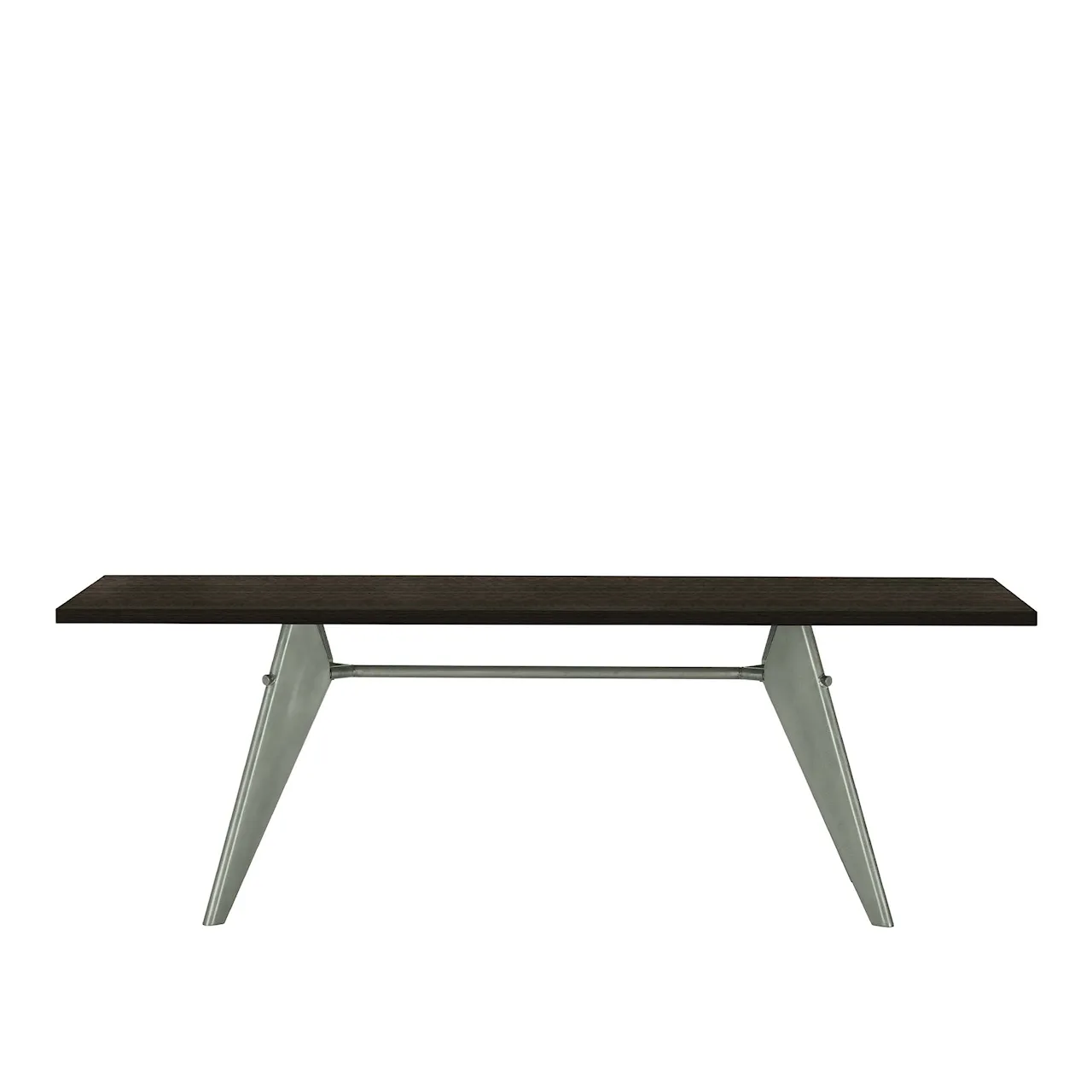 EM Table 220, Base Prouvé Gris Vermeer - Natural Solid Oak