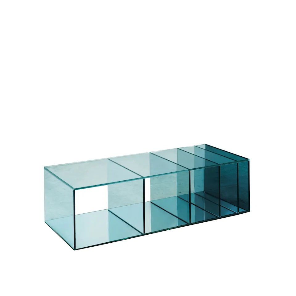 DEE02 Deep Sea Low table, Blue tone Glass, Transparent extralight glass