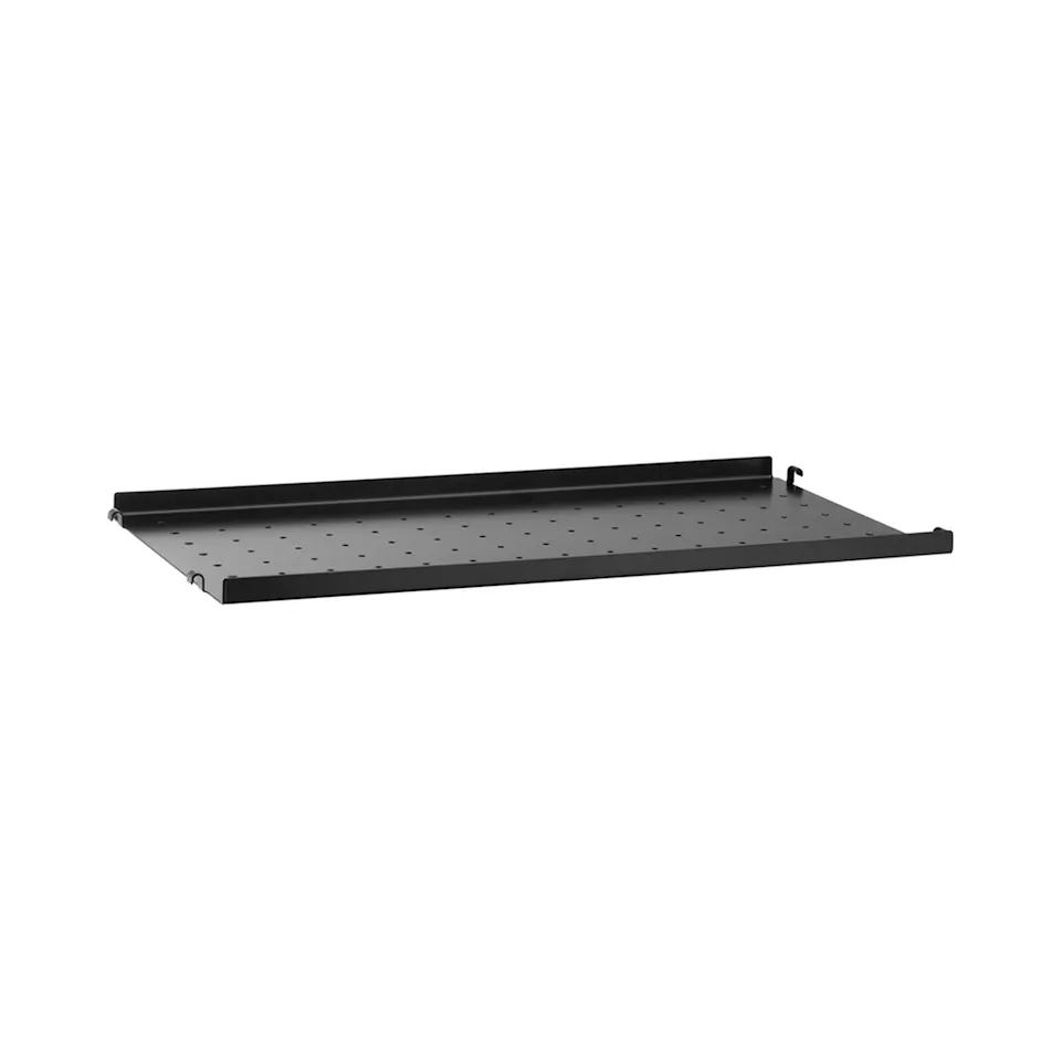 metallhylleplate 58x30cm låg kant svart