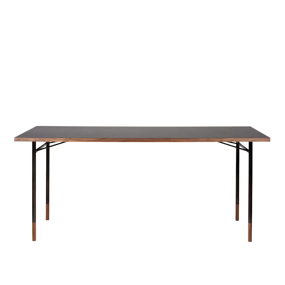 Nyhavn Desk, 170 cm, Without Tray Unit, Walnut, Black Steel