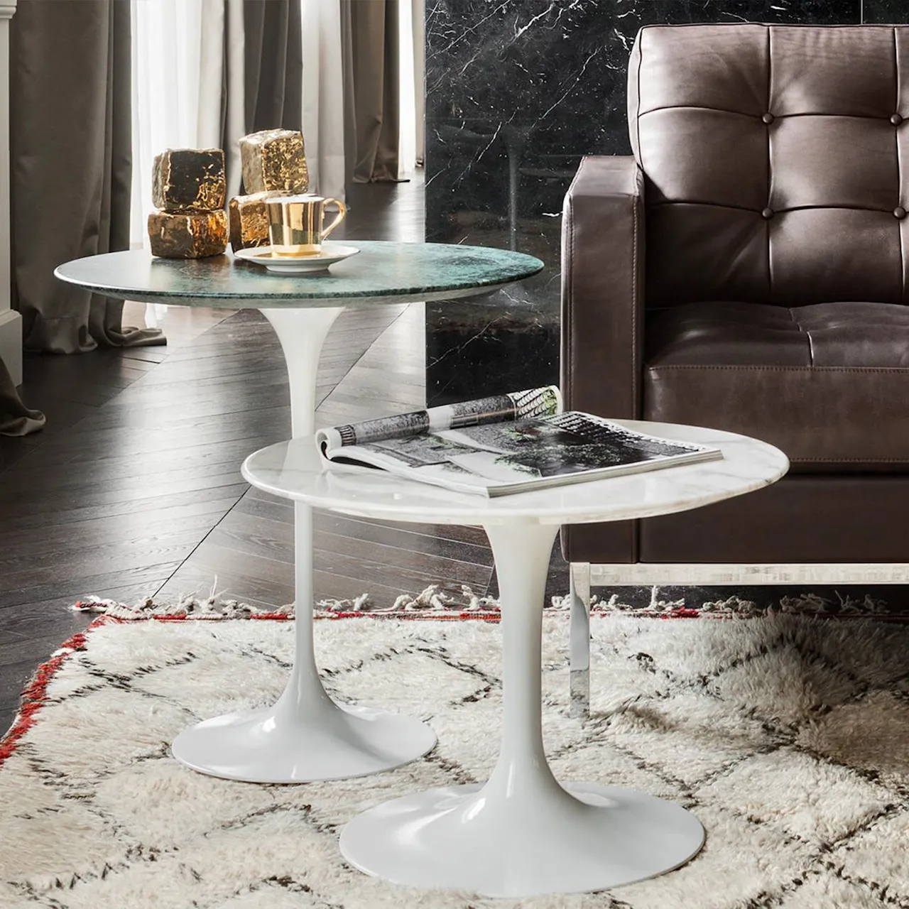 Saarinen Round sidebord Ø 41 cm White