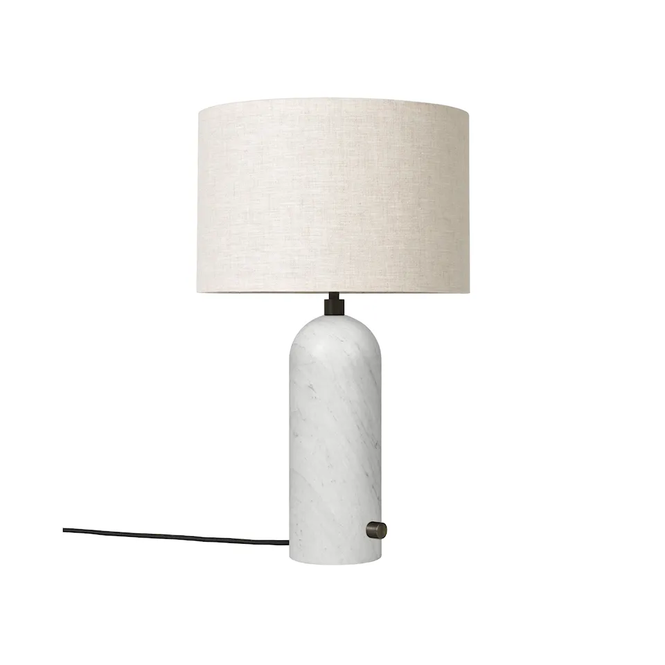 Gravity bordlampe liten hvit marmor